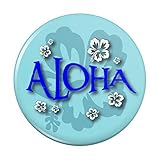 Aloha Hawaiian Greeting Hibiscus Flowers Compact Pocket Purse Hand Cosmetic Makeup Mirror - 2.25' Diameter