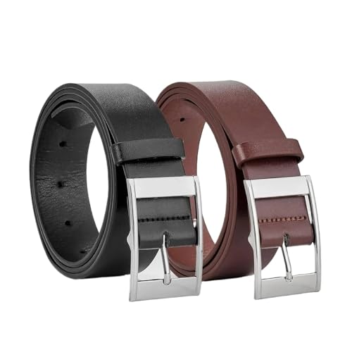 Belt Men's Pin Buckle Faux Leather Belt Fashion Casual Business Belt Ornament(115cm,Camel)2