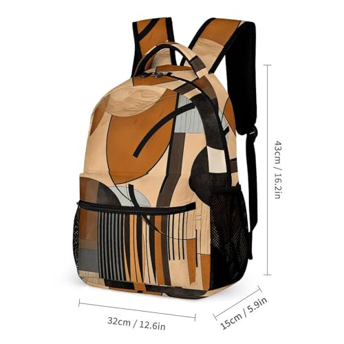 Beige And Black Objects Backpack for Travel, Ultra Durable Small Bookbag Lightweight Daypack for Women Men2