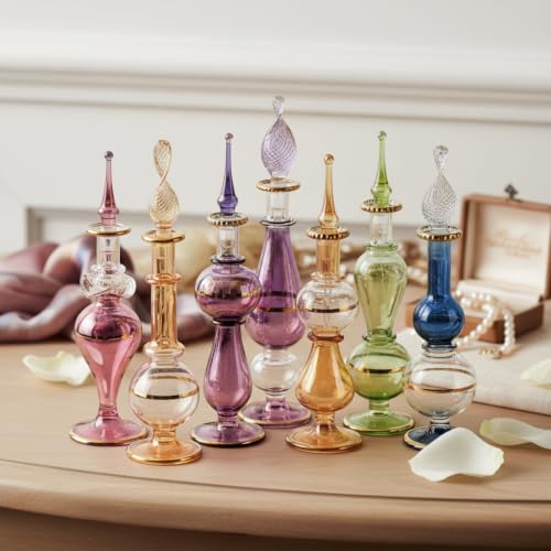 NileCart 4 in. Egyptian Perfume Bottles, Hand Blown, 6 Count - image 2