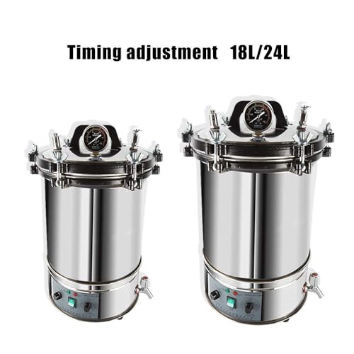 hzexun Autoclave Edelstahl-Dampfsterilisator Sterilisation Schrank Edelstahl für zahnärztliche medizinische Geräte (Zeiteinstellung,18L)
