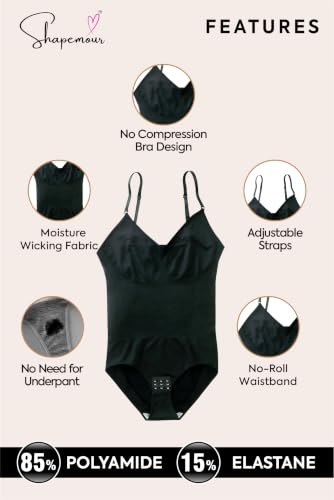 Image of SHAPEMOUR Thong Bodysuit for Women, Slimming Design Shapewear for Women, Tummy Control Body Shaper with Silicone Grip, No Steel Bones for All Day Comfort, Seamless Sculpting Bodyshaper