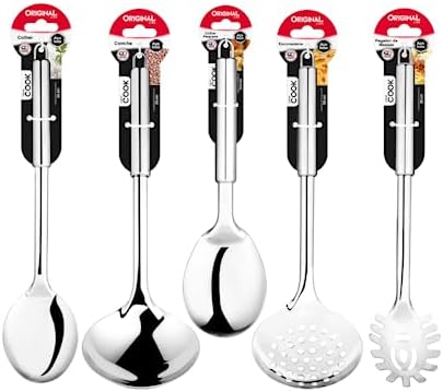 Kit Utensílios Para Cozinha 5 Peças Aço Inox