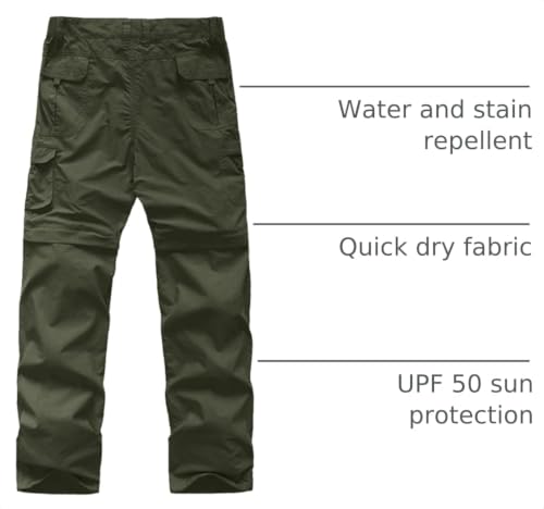Image of linlon Kids' Cargo Pants, Boy's Casual Outdoor Quick Dry Waterproof Hiking Climbing Convertible Trousers #9016