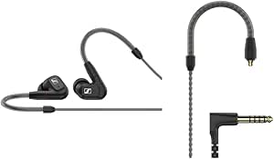 Sennheiser IE 300 Wired Earphones, Dynamic, In-Ear Type, Audio File, MMCX, High Sound Insulation, Black + MMCX Blade Cable for Sennheiser IE Series 0.17 inch (4.4 mm) Balanced
