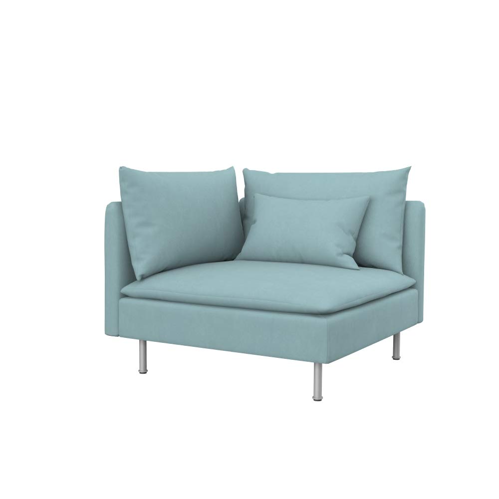 Soferia Housse de Rechange Compatible pour SODERHAMN pour Element d'angle, Tissu Majestic Velvet Light Blue (RÉSISTANT AUX Taches et HYDROPHOBE), Bleu
