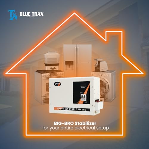Image of BLUETRAX 7.5 KVA 6000W Voltage Stabilizer for Home Mainline | 130V-300V | Copper Digital Hanging Multipurpose | Heavy Duty | ISI Certified | White | 10 Years Warranty