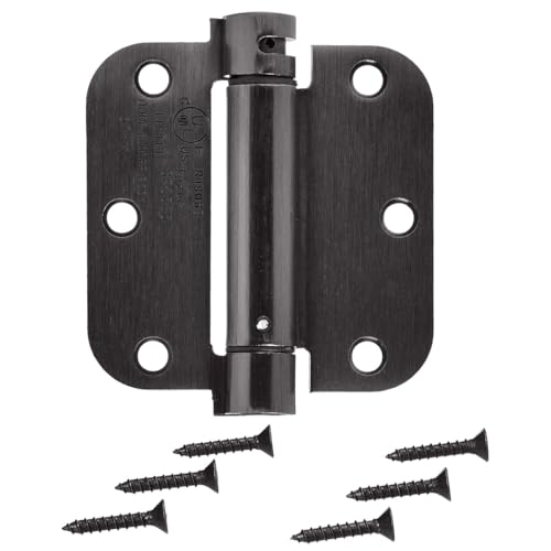 Amazon Basics Self-Closing Door Hinge, 3.5 Inch x 3.5 Inch, 1 Piece, Oil Rubbed Bronze
