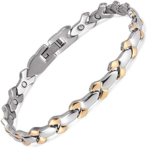 RainSo Womens Elegant Design Titanium Steel Magnetic Bracelets with Gift Box Adjustable Cover