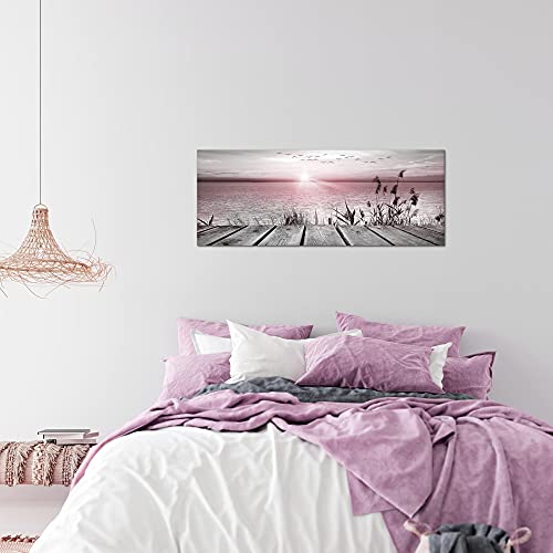 Tableau Pont au Lac rose et gris pour decorer un salon moderne