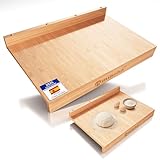 Tabla de madera para repostería, tabla de cortar con borde, tabla de amasar reversible para amasar pan, tabla de cortar con borde 61 x 40 cm (Madera)