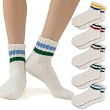 Fszsaa Novelty Socks For Women Striped Retro Mini Crew Socks Sporty Calf Socks Casual Cotton Ankle Socks Women