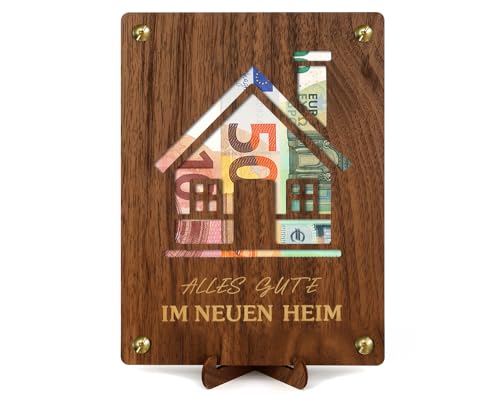 Giftota Einzugsgeschenke Wohnung, Neues Zuhause Geschenk, Einweihungsgeschenk Haus, Geldgeschenk aus Holz mit Grußkarten
