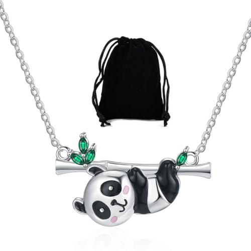 KUMSODE Panda colar gargantilha prata pingente corrente encanto bonito animal jóias presente para mulheres meninas