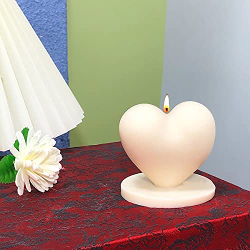 Diy 3D Heart Shaped Candle Molds For Candle Making - Food Grade - Love Heart With Base Silicone Candle Making Molds, Heart Epoxy Resin Molds For Candles,Soap, Chocolate, Diy Crafts Decorations (A) #TOP2