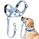 Ezierfy Hundehalfter, bedrucktes No-Pull-Halfter, verstellbares Hundehalfter Mit Gepolstertem Stoff,Verstellbar Und Ziehen verhindert Maulkorbleine (Groß, Flamingo blau)