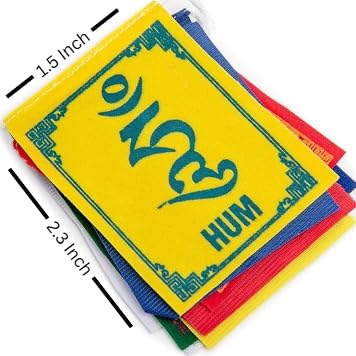 Bandeiras de oração tibetanas Mini feitas à mão no Nepal - Pequena (3,8 cm x 5,55 cm)