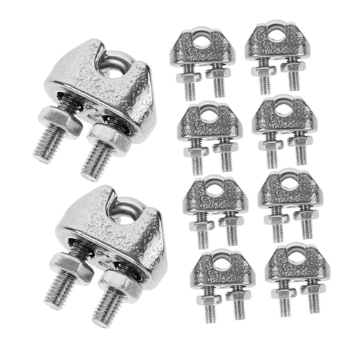 HEALEEP 10個ステンレス製 ワイヤーロープクランプ 耐久性と耐摩耗性 ワイヤーケーブル固定具 荷締めや標識吊り下げに