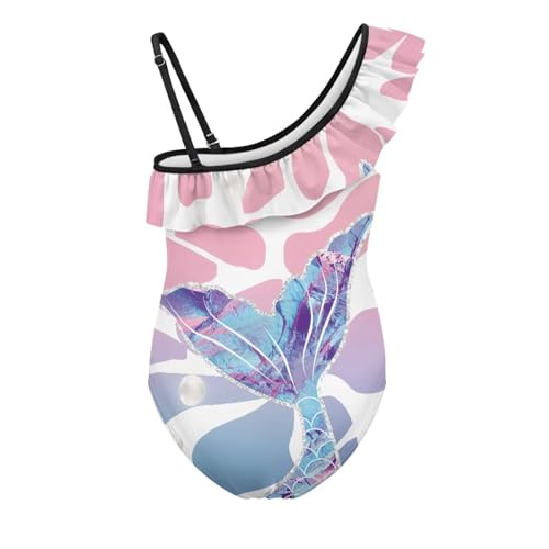 Image of Girls One Piece Bathing Suit,Slim-Fit Ruffle Strap Swimsuit with Adjustable Strap Quick Dry Summer Beach Swim Suit