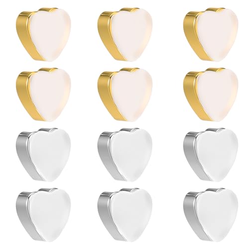Shimmeroo 12 Pcs Silicone Flat Earring Backs for Studs Clear Comfort Design Earring Backs Replacements for Heavy Earrings Heart Shape