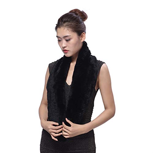 BeFur Womens Winter Knit Rex Rabbit Fur Infinity Scarf | Both-sided Full Fur Available Neck Warmer2