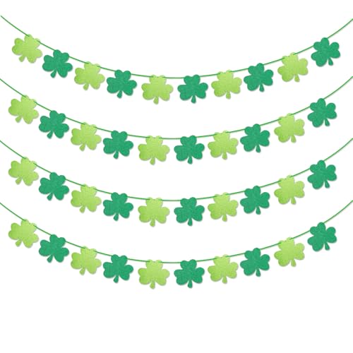 Image of St-Patricks Day Party-Decorations Shamrock Garland - 40ft Green Streamers Paper Banner, Saint Patty's Lucky Clover Spring Hanging Decor Hugfond