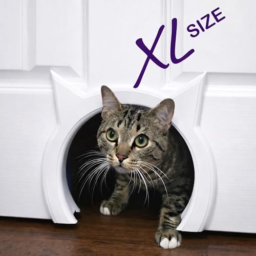 The Kitty Pass XL Cat Door for Interior Door - Cat Hole Kitty Door for Hidden Litter Box - Pet Door for Cats up to 30 lbs - Semi Gloss White Extra Large Cat Door Interior Door by The Kitty Pass - Image 3