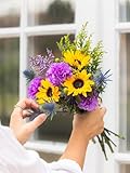 Blumenstrauß "Sonnengruß" in GelbViolett, mit Disteln, Limonium und Nelken, 7-Tage-Frischegarantie, Floristen-Qualität, das perfekte Geschenk bestellen