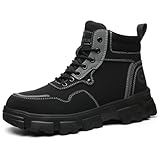 MlYJmer Botas de Acero para los Hombres Zapatos de Trabajo Antideslizante Zapatos de Trabajo Antideslizante,Negro,39 EU