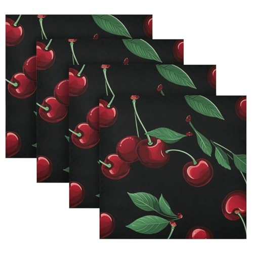 Servilletas de Tela 20 x 20 Pulgadas Cherries on Black miniatura 7