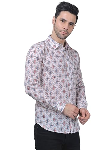 Image of TryBuy Exclusive Men's Printed Full Sleeve Casual Linen Shirt