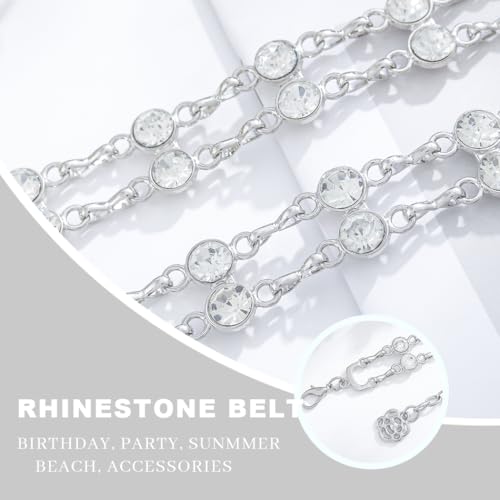 Abien Rhinestone Chain Belt for Women Crystal Chain Belt Sparkle Thin Rhinestone Belts for Dresses3