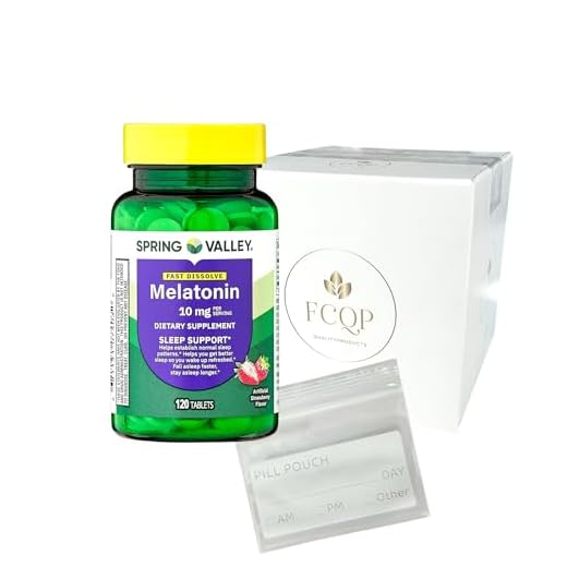 FCQP Spring Valley Melatonin Sleep Support, Strawberry Flavor, 10 mg, 120 Tablets Included is a Pill Pouch and a FCQP Sticker