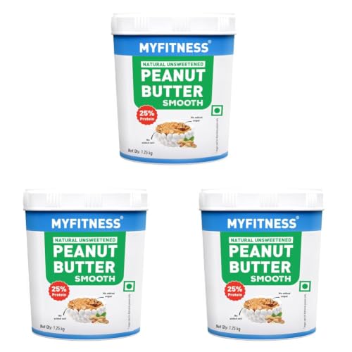 Image of MYFITNESS Peanut Butter All Natural Smooth 1.25kg | 25g Protein | Unsweetened | No Added Sugar or Salt | No Palm Oil | Nut Butter Spread for Pre & Post-Workout | Cholesterol Free | Zero Trans Fat