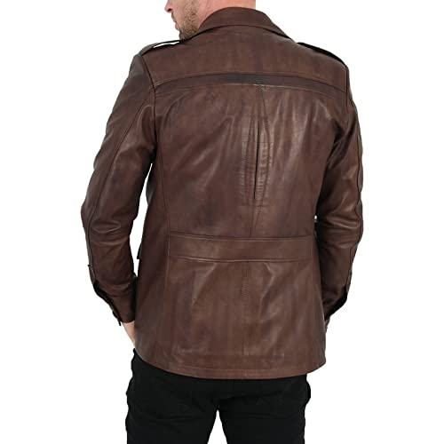 Trifoliate Leather Coats for Men - Real Lambskin Leather 3/4 Length Black and Brown Leather Jacket Men3