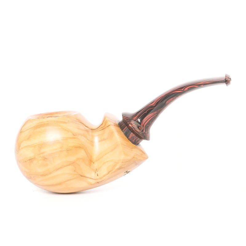MUXIANG Pipa de tabaco hecha a mano de madera de olivo Tubos de madera únicos AB0008