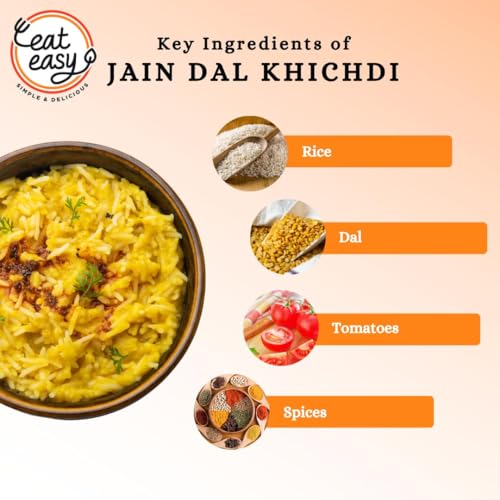 Image of Eat Easy Ready To Eat Jain Dal Khichdi, 92gm (Pack of 6) | Light on Stomach High Protein & Fiber, Freeze Dehydrated Healthy Instant Food for Travel, Office | No Preservatives | No Onion, No Garlic | Just Add Water and Cook