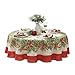Newbridge Christmas Holly Ribbon Traditions Bordered 70 Inch Round Fabric Tablecloth, Boughs of Holly and Berry Ribbon Garland Dining Table Cover for Holiday Party