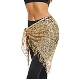 Belly Dance Sequin Hip Scarf - Dancing Hip Skirt Belt Triangle Shawl Tassel Belts Waist Chain for Women/Girls