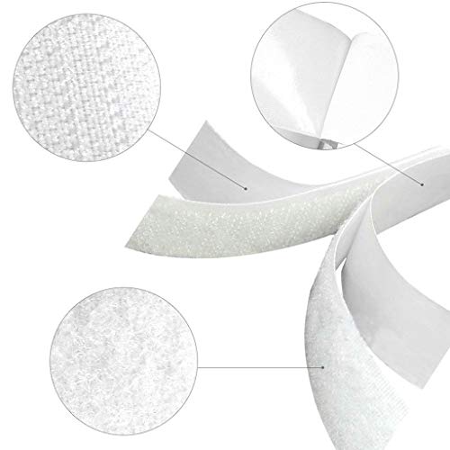 Image of MESH Masters Self Adhesive Hook 5 Inches Adhesive Loop 5 Inches with Easy Removal Sticker 20mm 10 Pairs White Color with Industrial Cutter M12