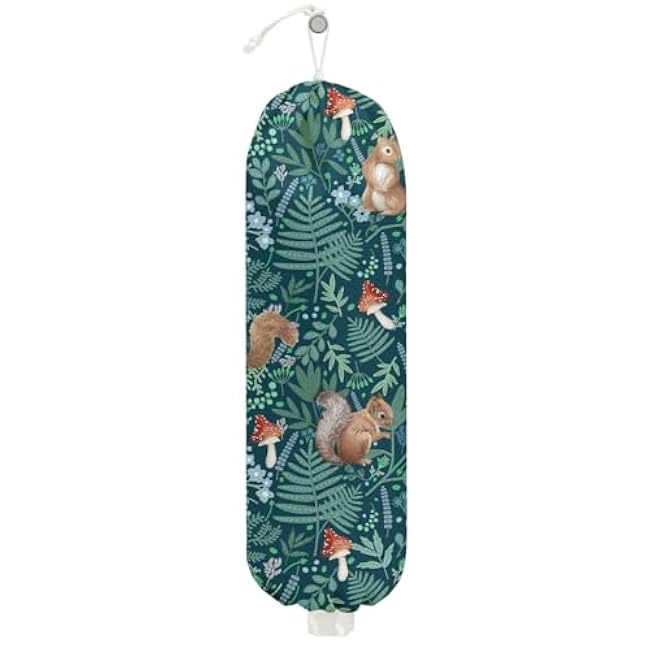 Wildflowers Butterfly Plastic Bag Holder, Wall Mount Grocery Bag Holder, Plastic Storage bag, Pull Rope Free Adjustment, Plastic Bag Holders for Grocery Bags, Plastic Bag Dispenser for Kitchen