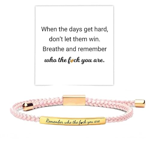 Let Them Tube Bracelet for Women, Self Worth Motivation Bracelet Adjustable Braided Rope Handmade Engraved Bracelet Stainless Steel To My Daughter Inspirational Jewelry Gifts for Women Best Friend (Remember Pink&Gold)