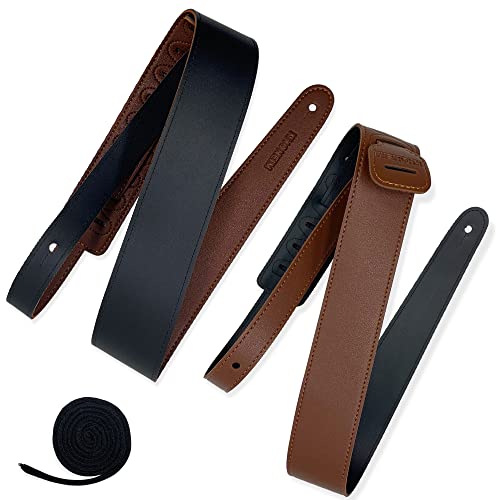 Khoneim Acoustic & Electric & Bass Guitar Strap - 2Pack - Brown & Black - Shoulder Strap #TOP1