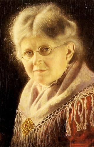 Toile graffiti art mural abstrait 60x90cm portrait nordique femme âgée style Carl Heuser
