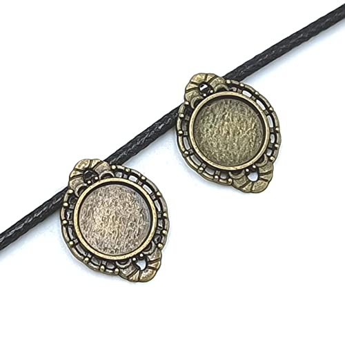 Yoogcorett 50Pcs Mini Antique Bronze Oval Bezel Pendants Trays, Blank Cabochons Base Setting Bezel Cameo For Diy Craft Necklace Bracelet Jewelry Making Supplies Accessory 20 X 15Mm #TOP1