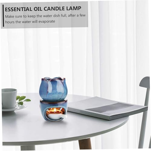 Brûleur d'huile essentielle céramique bleu profond, diffuseur artisanal