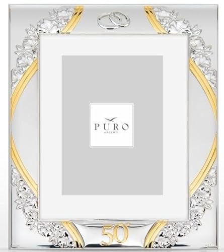 Generico Puro Argento - Marco De Fotos 50 Aniversario, Plata Y Oro, 20 X 25 Cm Generico Puro Argento - Marco De Fotos 50 Aniversario, Plata Y Oro, 20 X 25 Cm