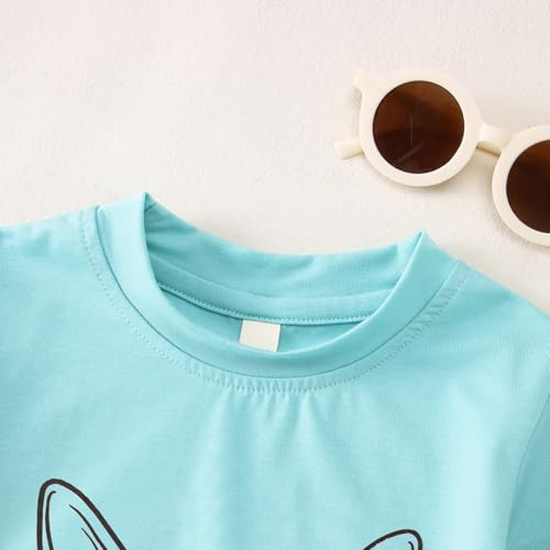 Image of CM C&M WODRO Kids Girl Easter Shirt Cute Bunny Glasses T-Shirt Short Sleeve Funny Happy Easter Rabbit Graphic Tees Tops