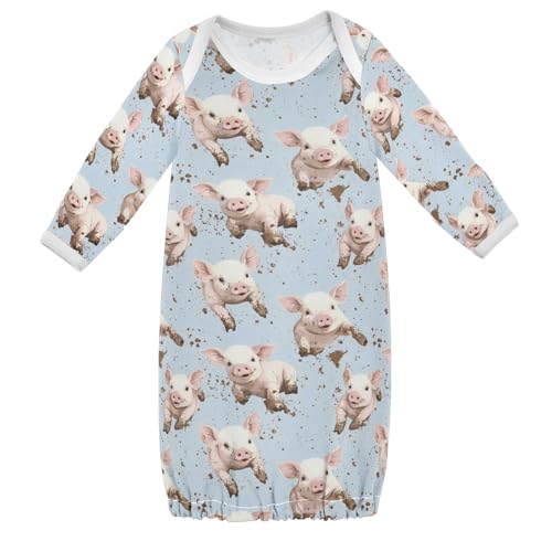 vvfelixl Baby Sleeper Gown for Newborn Boy Girls Piglets Rolling Mud Infant Nightgown for 0-3 Months Multicolor