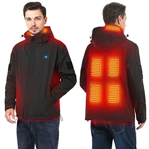 Heated Jacket, Heated Jackets for Men Soft Shell Waterproof Heated Jacket with Detachable Hood (Large) Heated Jacket, Heated Jackets for Men Soft Shell Waterproof Heated Jacket with Detachable Hood (Large)